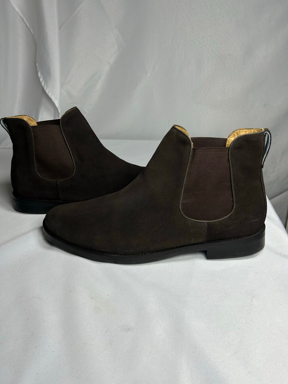 Peter Millar Mens Boots Brown Suede Chelsea Ankle Boots Size 13 MADE IN BRAZIL